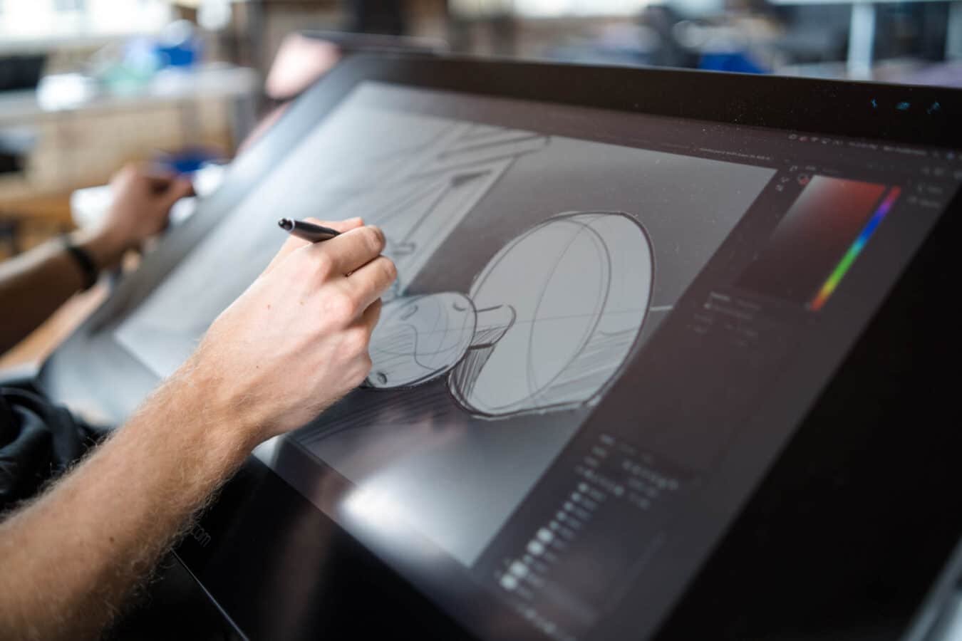 Industrial Designer doing a digital sketch