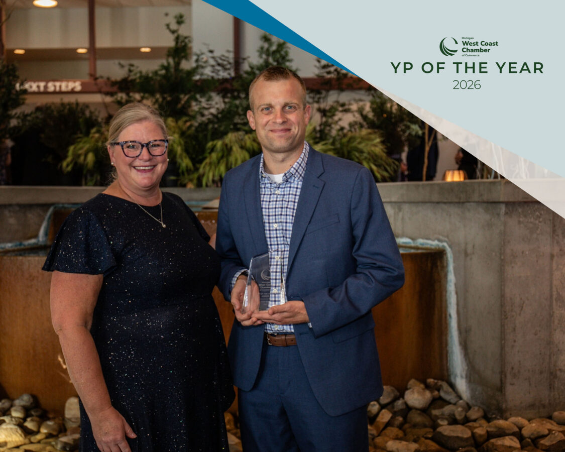 Frank Groen holding the West Coast Chamber Young Professional of the Year 2026 award